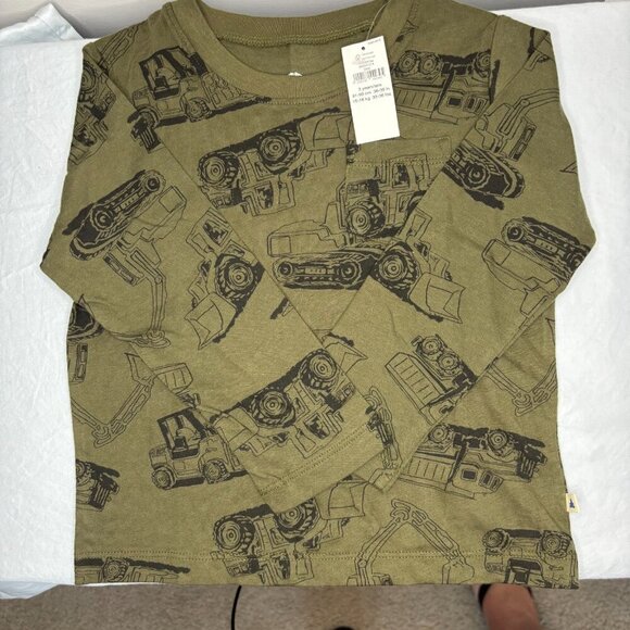 BABY GAP NEW Long Sleeve Tee Boys 3T Green Tractor Dump Truck Crew Neck - Picture 2 of 5